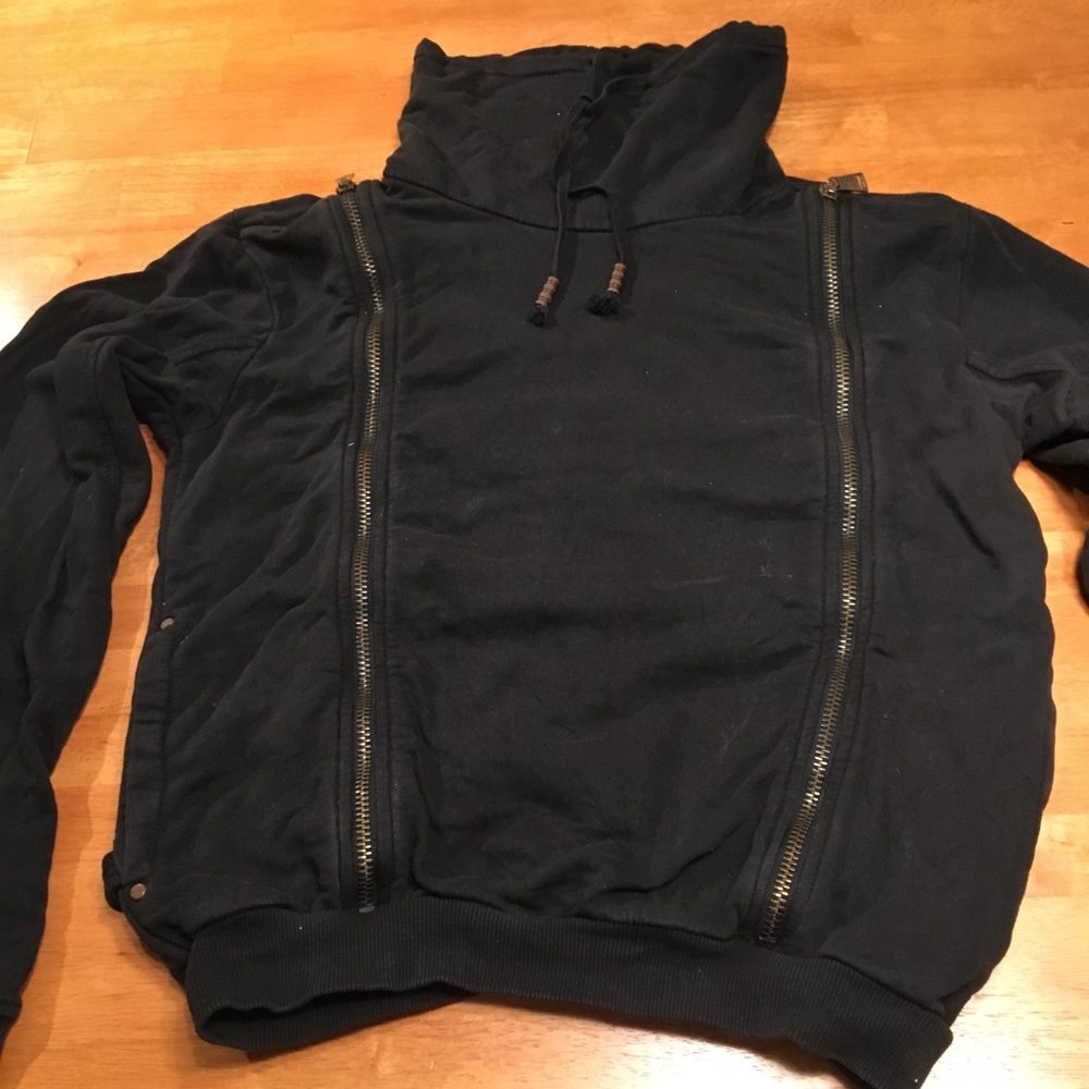 Zara Men’s Black Double Zipper Sweatshirt-Size M